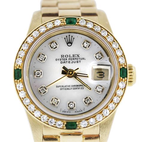 rolex president ladies emerald watch